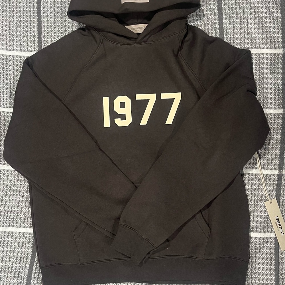 Essentials Black Hoodie with 1977 Design